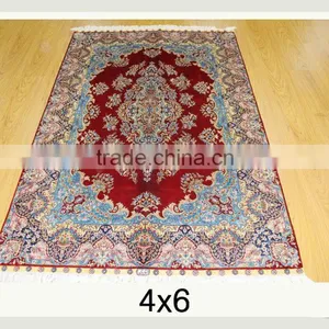 Room Carpet Natural Colour Hand Knotted Handmade Persian Silk Rug Persian Handmade Silk Carpets thumbnail-1