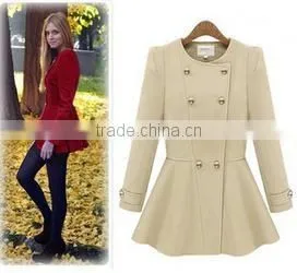 Fashion Womens Slim Thicken Lapel Purple Jackets Winter Warm Long Wool Overcoats thumbnail-3