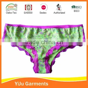 Allover Printing Sexy Mature Women Underwear Panties With Lace Hem thumbnail-1
