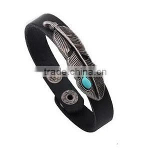 Factory Top Selling Wholesale Feather Leather Bracelet Jewelry/ thumbnail-3