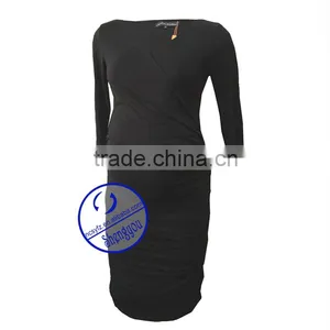 Custom Wholesale Plain Black V-neck Maternity Dresses thumbnail-5