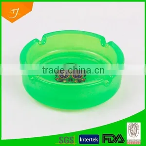 Round Glass Ashtray, Colorful Glass Ashtray Print Logo, Green Glass Ashtray thumbnail-2