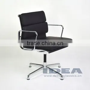 Replica Charles Charles Soft Pad Meeting Chair - Black Color Genuine Leather thumbnail-5