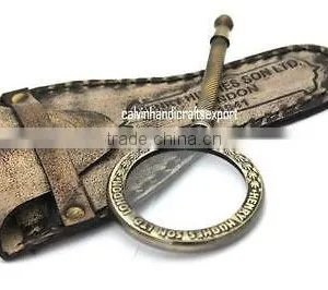 BRASS MAGNIFYING GLASS-HENRY HUGHES LONDON SON MAGNIFYING GLASS-DECORATIVE MAGNIFYING GLASS NMG003 thumbnail-1