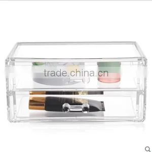 2 Drawer Acrylic Jewelry and Cosmetic Storage Display Box Acrylic Makeup Box thumbnail-1