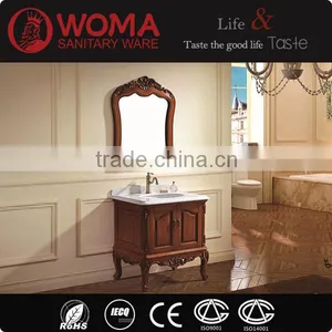 Fancy Wash Basin Waterproof Bathroom Solid Wood Cabinet Floor Standing Vanity No.6005 thumbnail-1