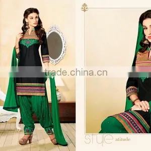 EMBROIDARY COTTON PATIYALA SUIT thumbnail-1