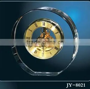 Home Decoration Clear Round Faces Small Crystal Desk Clock thumbnail-1