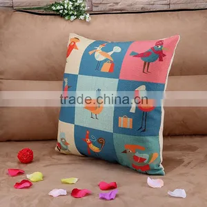 2015 Cotton and Linen Hold Pillow Cartoon Illustration Wind Happy Bird Cushion Cover thumbnail-3