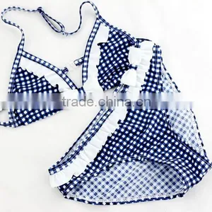 Girl Children Kid Bowknot Bikini Bowknot Check Strip Swimsuit Swimwear Beachwear thumbnail-4