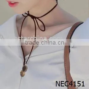 2016 Fashion Black Velvet PU Leather Chain Necklace Stretch Tattoo Choker Elastic Tassel Necklaces thumbnail-5