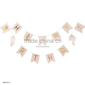 HAPPY Birthday Gold Letter Paper String Flag Birthday Party Decorations Kids Party Decoration thumbnail-2
