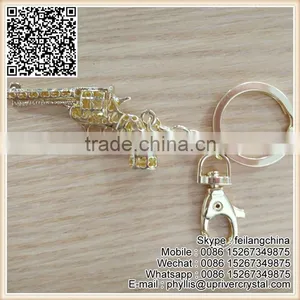 Best Quality Best Crystal Gold Gun Shaped Pendant Keychain thumbnail-3