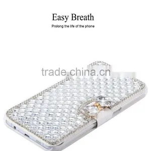 Luxury Leather Bling Crystal Diamond Bow Wallet Case for S7/S7 Edge .For Iphone 6/6s Bling Crystal Wallet Case thumbnail-3