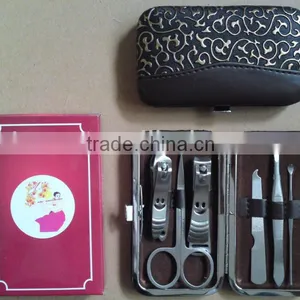 MRT-028 6pcs PU Bag With Colored Box Stainless Steel Small Manicure Sets thumbnail-1