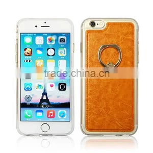 Multifunction PU Leather Back Case for IPhone 6s With Ring Holder Stand thumbnail-5