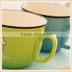 Ceramic Colorful Soup Bowl With Black Rim Bowl thumbnail-3