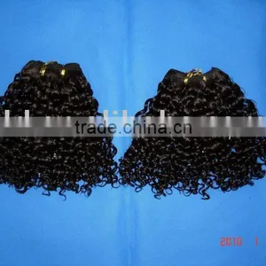 Jerry Curly 1# Machine Wefted Remy Hair /hair Weaving /hair Weave/wefted Hair thumbnail-1