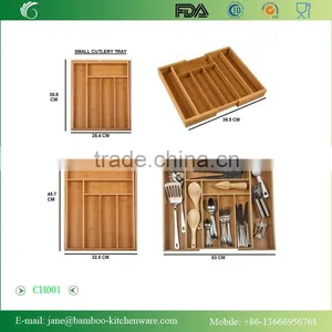 BAMBOO WOODEN EXTENDING CUTLERY TRAY ORGANISER EXPANDABLE DRAWER thumbnail-5