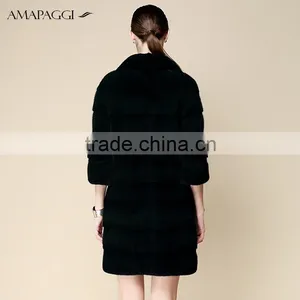 High-end Dyed Dark Green Mink Fur Coat Wholesale thumbnail-3