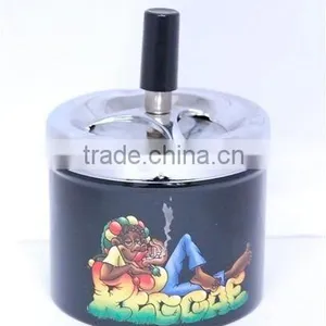 Stainless Steel Spinning Ashtray With Cigarette Butt Storage Compartment thumbnail-1