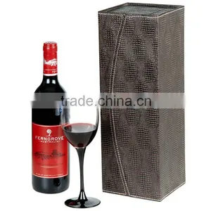 Chinese Factories Wholesale Custom PU Leather Single Bottled Wine Box, Deep Coffee Color Gift Box thumbnail-2