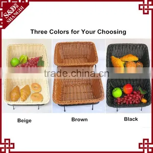 Amazing Supermarket or Store Used Fruit & Bread Rack With 2 Tier Rattan Baskets Delicate Food Display thumbnail-4