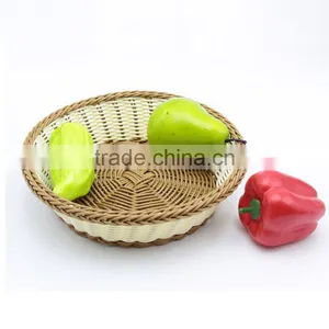 Set of 5 Design Eco-friendly Plastic Wicker Woven Fruit Bread Basket Mini Baskets Wholesale thumbnail-3