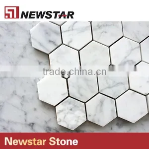 Newstar White Marble Hexagon Tile Designs Bianco Bathroom Floor Mosaic thumbnail-4
