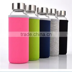 Insulated Heat Resistant Glass Water Bottle With Sleeve thumbnail-1