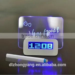 Creative LED Light Fluorescent Message Board Alarm Clock Digital thumbnail-1