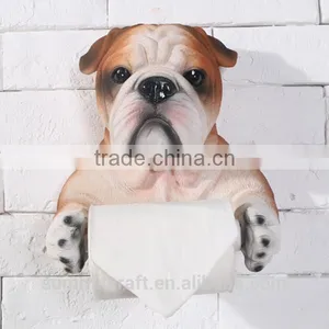 Handmade Resin Bulldog Bust Animal Toilet Paper Roll Holder thumbnail-3