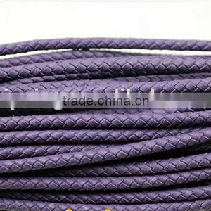 100% Handmade Weave 4mm Diameter Green Real Leather Cord thumbnail-2