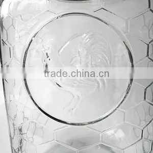 8L Big Square Checkered Glass Wine Dispenser Jar With Spigot and Lid thumbnail-2