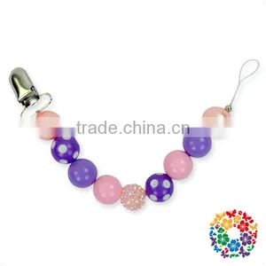 Hot Sale Newborn Toddler Baby Resin Candy Colors Beads Metal Pacifier Clips thumbnail-1