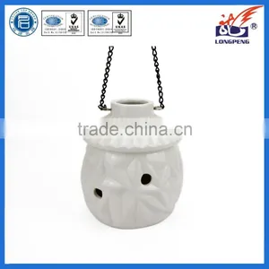Eco-Friendly Elegant White Ceramic LED Light Hanging Candle Lanterns With Hollow Design thumbnail-1