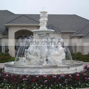 Hand Carving Outdoor Garden Marble Horse Stone Water Fountains thumbnail-1
