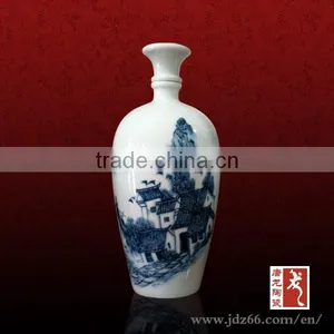 Modern Style Excellent Quallity Ceramic White and Blue Wine Bottles Made in Jingdezhen thumbnail-1