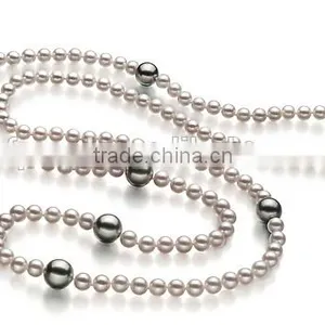 Fashion AA 6-12mm White Akoya Pearl and Black Tahitian Pearl Necklace thumbnail-1
