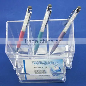 Deskstop Transparen Multifunction Plastic Pen Holder thumbnail-1