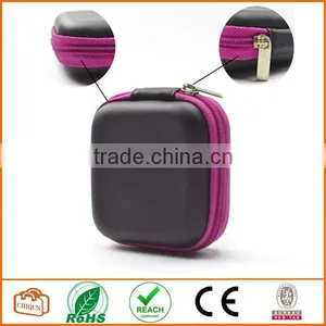 Square Shaped Carrying Hard Case Storage Bag for MP3/MP4 Bluetooth Earphone Earbuds With Mesh Pocket, Zipper Enclosure thumbnail-1