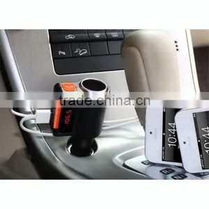 2016 Hot Wireless Bluetooth LED Display Car FM Transmitter MP3 Player With Dual USB Car Charger thumbnail-2