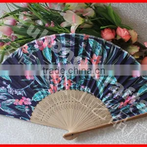 New Arriving Bamboo Foldable Fabric Fan for Gift thumbnail-1