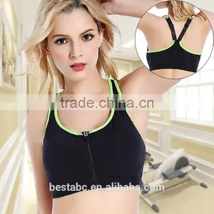 Women Sexy Deep U-necks Design Sports Bra With Zipper In Front Size thumbnail-4