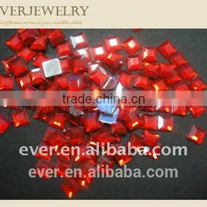 Flat Back Acrylic Rhinestone, Red Square Flat Back Acrylic Rhinestone thumbnail-1