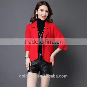 Fashion Ladies Short Coat Design Winter Woolen Knitted Coat thumbnail-4