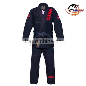Brazilian Jiu Jitsu gi With Embroidery and Sublimation Patches or Blank Black/white/blue Col Bjj gi for Adult and Kids thumbnail-1