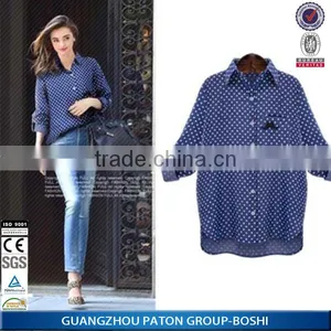 Fashion New Lady Tops Summer Long Sleeve Wave Point Chiffion Blouse Women Shirts thumbnail-1