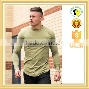 Cotton Spandex Crew Neck Long Sleeve Slim Fit Gym t Shirt thumbnail-1