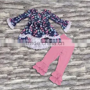 Yiwu Manufacturer Wholesale Children Soft Outfit Girls Boutique Clothing Ruffle Outfit Lovely Clothes Set thumbnail-1